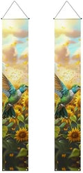 doginthehole Spring Front Door Banner Sunflowers Hummingbird Hanging Banner Porch Sign Indoor Outdoor Home Wall Holiday Yard Garden Patio Party Decor by doginthehole