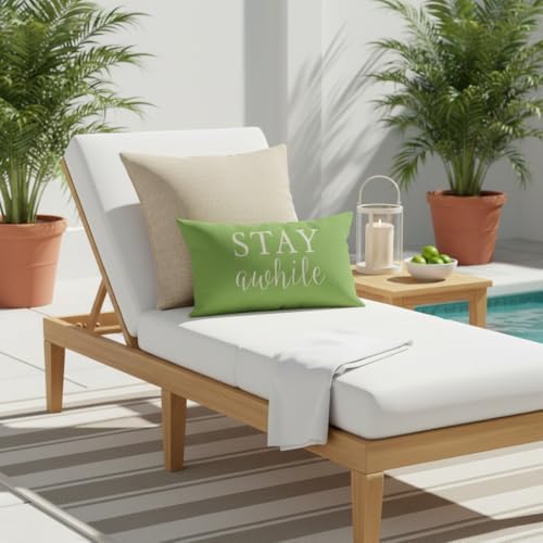 PANDICORN Outdoor Lumbar Throw Pillow Covers 12x20 Set of 2, Lime Green - Image 3