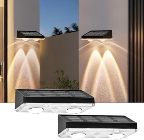 Outdoor Solar Fence Lights, 80LM, 3000K Warm White, IP65, 2 Pack by Unknown