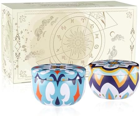 2 Pack 2.2-Ounce Scented Jar Candles - Victoria Style - Perfect for Travel, Yoga, Bathing- Vibrant Colorful Iron Can Jars Candles(Lavende& Peppermint) by TLNFHRPI