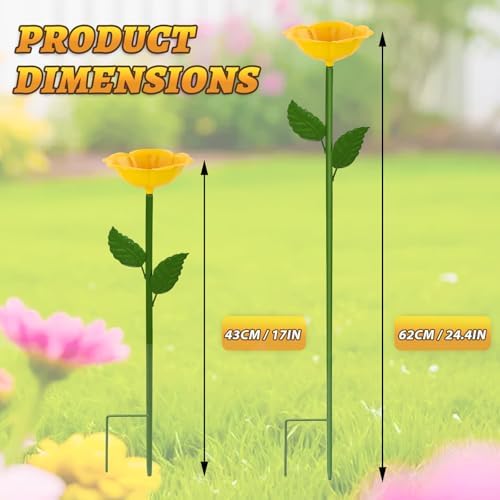 Mellbree Bee Watering Station, 4-Pack Metal Flower Bee Bath for Garden – Butterflies & Pollinators – Colorful Outdoor Gardening Stakes for Yard, Patio, Butterfly Garden, Gardening Essentials, 4 - Image 7