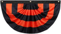 Newwiee 1 Pc 4 x 2 ft ft Halloween Flag Bunting Half Fan Hanging Pleated Flag Banner with 3 Grommets for Halloween Indoor Outdoor House Party Holiday Yard Decorations Props, Black Orange by Newwiee