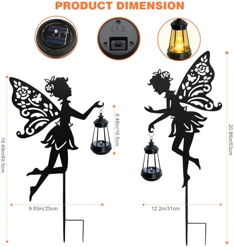 Solar Fairy Garden Lights Outdoor, Hanging Lantern Fairy Stakes - Image 2