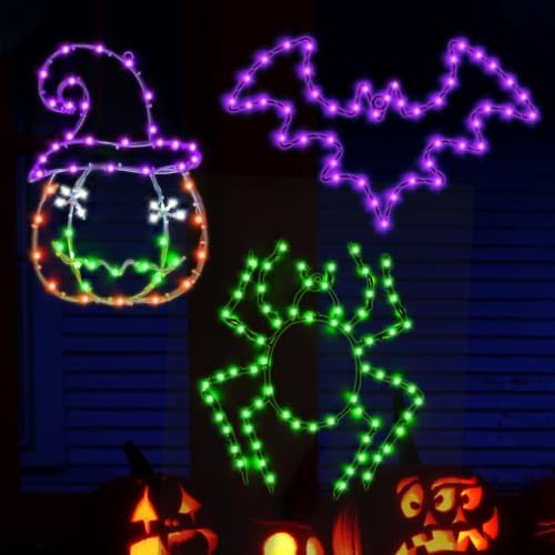 Halloween Window Lights, 3 Pack LED Waterproof Timer Indoor Decor by Bstge