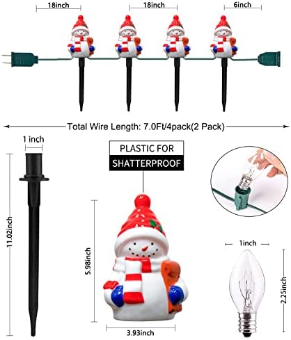 GOOTHY 2 Sets Snowman Christmas Pathway Lights, 7Ft C7 Outdoor Christmas String Light with 8 Snowman Stakes Lights, Connectable Christmas Decorations Pathway Light for Yard Garden Driveway Walkway - Image 2