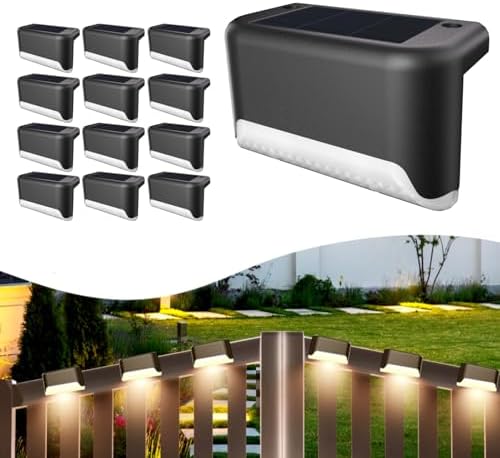 BKBB PPBB Solar Deck Lights Outdoor, 12Pcs Solar Step Lights, Waterproof LED Solar Lights for Outdoor Stairs, Step, Fence, Yard, Patio, Railing, Garden and Pathway by Unknown