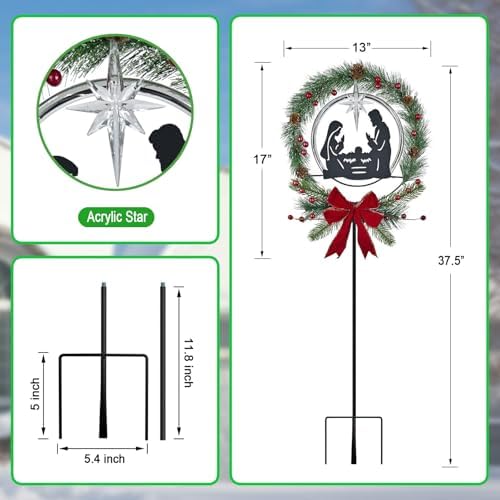Solar Powered Nativity Scene,Christmas Decorations Outdoor Garden Stakes - Image 6