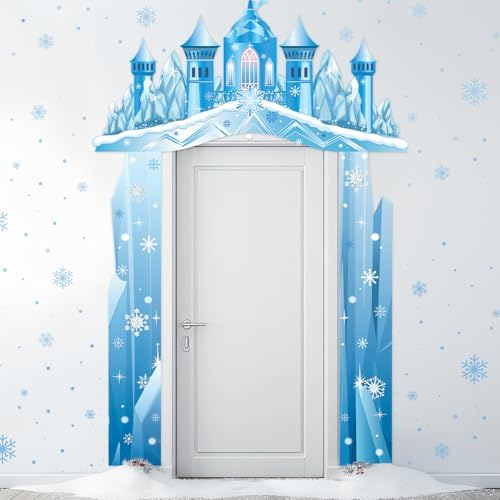 Tiamon Snow Castle Banners 2026 Vbs Princess Birthday Door Entrance Decorations Ice Snowflake Hanging Door Banner Backdrop for Girls Winter Wonderland Holiday Photo Booth Props Supplies by Tiamon