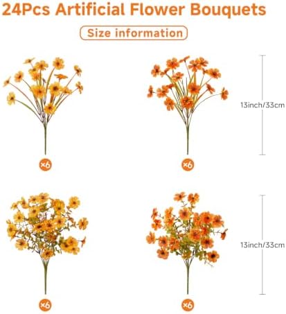 Alupssuc 24 Bundles Artificial Fall Flowers, UV Resistant Faux Mums Porch - Image 2