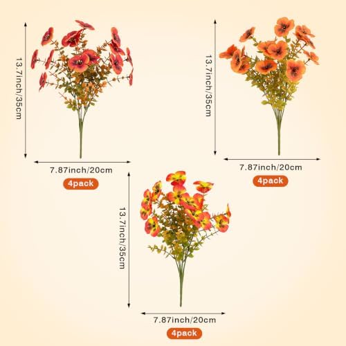 12 Bundles Artificial Fall Flowers Outdoor UV Resistant Autumn Decor - Image 2
