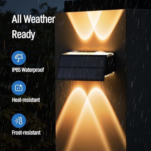 NIORSUN Solar Fence Lights,24 Pack Wall Lights Waterproof,Led Outdoor Lights 3000K/4500K/6000K+ RGB Up & Down Deck Light,Solar Powered Light for Backyard/Pool/Railing/Patio/Porch/Step Black - Image 3