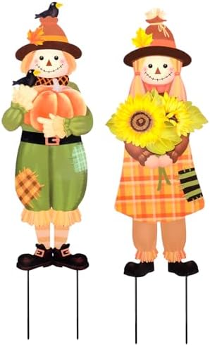 VCUTEKA Outdoor Fall Scarecrow Yard Sign Decor, Thanksgiving Garden Stake - Image 7