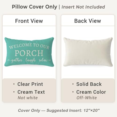 PANDICORN Outdoor Lumbar Throw Pillow Covers 12x20 Inch Set of 2, Turquoise - Image 4