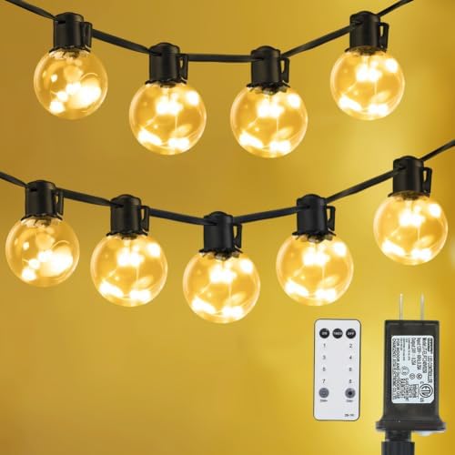 30ft Outdoor String Lights, 20 G40 LED Bulbs Warm White Waterproof by KEPSTARS