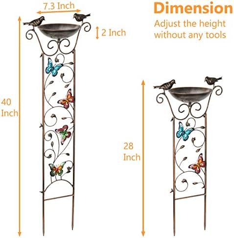 SUNNYPARK 43.5 Inch Metal Bird Bath Bowl with Garden Trellis Outdoor - Image 4