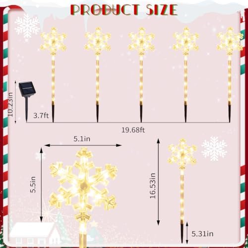 BRIGHTDECK Solar Christmas Snowflake Pathway Lights Outdoor Decor, 20 Pack - Image 2