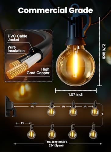 Brightown 58FT 26 LED Solar String Lights Outdoor, 20h+ Runtime, USB Port - Image 6