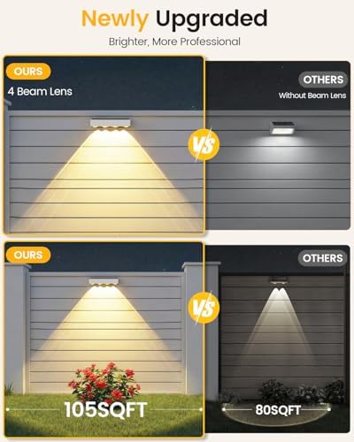 JOFIOS Solar Fence Lights Outdoor, 8 Pack, 9 Fixed Colors ＆ Color Changing Solar Lights Outdoor Waterproof IP65 Dusk-to-Dawn Vinyl Fence Lights for Patio, Railing, Pool, Porch, Backyard, Wall, White - Image 6