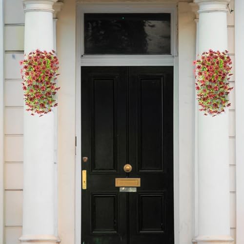 Homsunny Artificial Fake Mums Flowers Plants for Outdoor Decoration Brown - Image 5