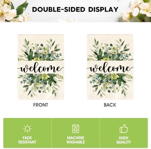 AVOIN colorlife Spring Summer Floral Welcome Garden Flag Outside 12x18 Inch - Image 5
