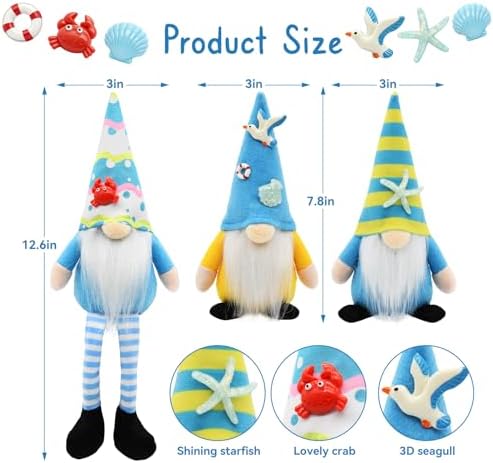 Summer Gnomes 3Pcs, Beach Theme Summer Decorations for Home Office - Image 4