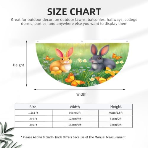 Easter Rabbit Butterflies Semicircular Hanging Decorative Bunting Flag 2pcs - Image 3