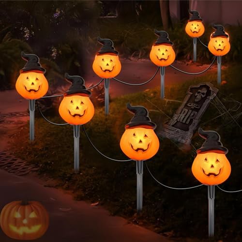 Halloween Pumpkin Pathway Lights Outdoor, 4PCS Jack O Lantern Pumpkin Light - Image 6