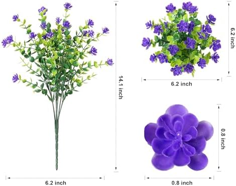 HyeFlora 20 Bundles Artificial Fake Outdoor Plants Flowers for Spring Decoration, UV Resistant Realistic Purple Plastic Flowers Faux Plant Monkey Grass for Planter Home Garden Porch Patio Window Box - Image 5
