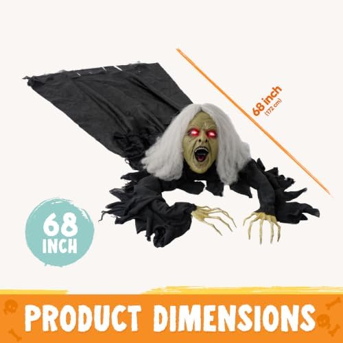 JOYIN Zombie Halloween Decoration Outdoor Witch Groundbreaker Halloween Graveyard Decor Outside, Scary Zombie Props with Sound Effect & Lighted Eyes for Haunted House, Lawn Yard Decorations - Image 6
