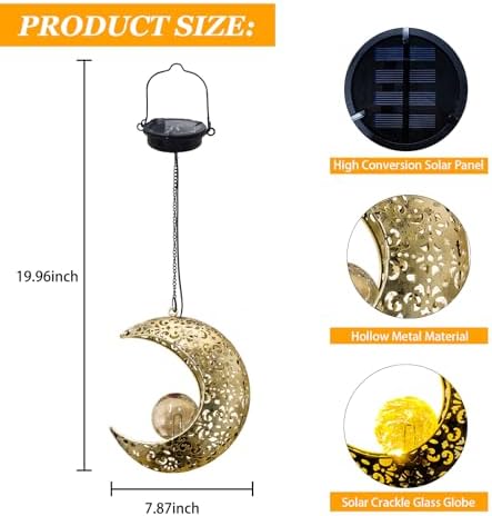 Solar Hanging Moon Lights,Outdooor Lanterns Waterproof Yard Decor Gifts - Image 2