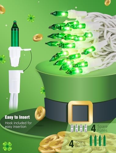 Hopolon St. Patrick's Day Lights,2 Pack Total 100 Count 26 FT,White Wire - Image 2