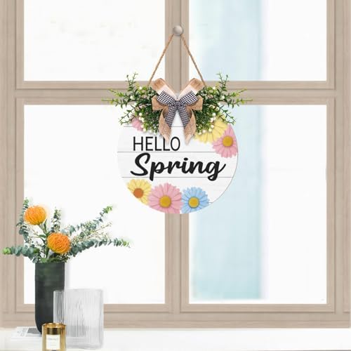Spring Daisy Door Wrath for Home Decorations Colorful Floral Door Sign Hello Spring Welcome Hanging Door Hanger for Outdoor Porch Wall Decor - Image 7