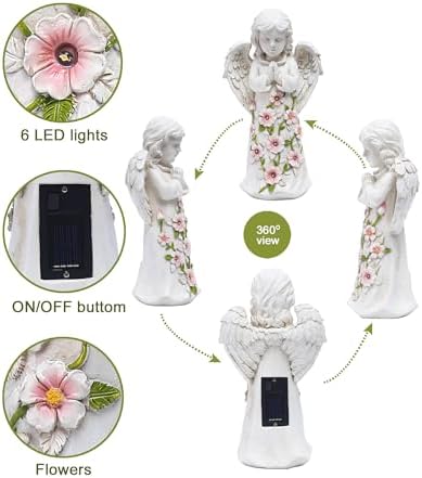Nacome Solar Garden Outdoor Statues Angel with Succulent - Image 5
