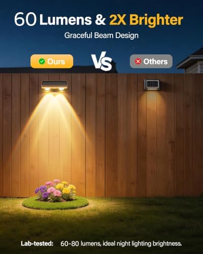 Solar Fence Lights Outdoor, 2 Pack Fence Lights Solar Powered - Image 2