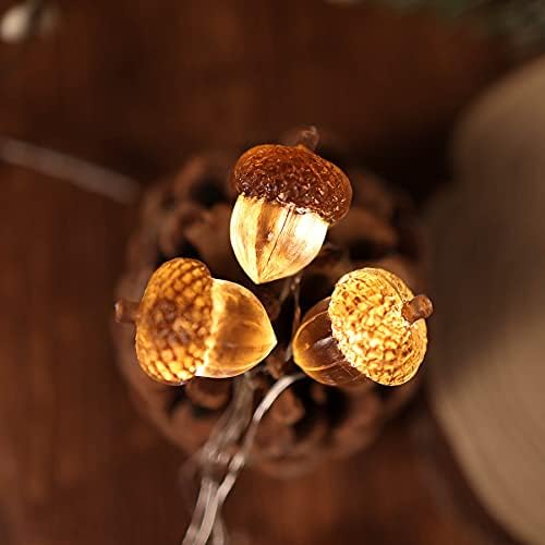 3D Twinkle Acorn Fall Decorations Harvest String Lights 10ft Copper Wire 30 LEDs Battery Powered with Timer Remote Control for Wedding Bedroom Fireplace Mantel Ice Age Ornaments Home Decor - Image 2