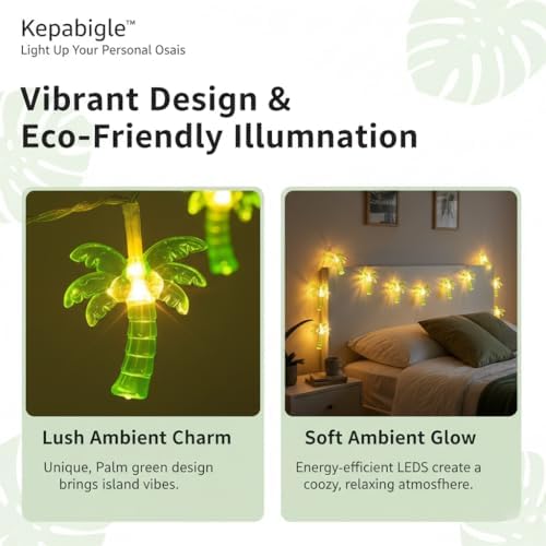 Palm Tree LED String Lights 10FT 20 LEDs Warm White Fairy Lights for Bedroom Wedding Party Garden Indoor Outdoor Decor - Image 4