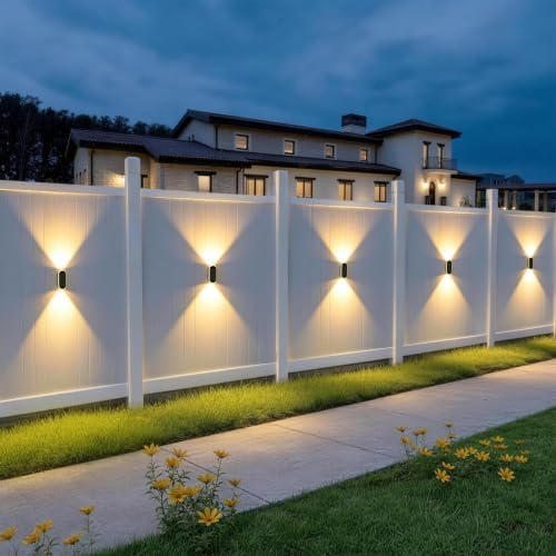 Ellasay Solar Fence Lights Outdoor: 6-Pack Solar Powered Wall Lights Up and Down Waterproof IP65-3 Color Brighter LED Focus Lens SolarLights Dusk to Dawn 12h for Patio/Backyard/Porch/Railing - Image 5