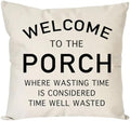 PANDICORN Farmhouse Throw Pillow Covers 18x18 Welcome to the Porch, Cream by PANDICORN