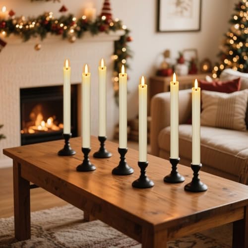 Wondise Real Wax Flameless Taper Candles with Remote Timer Ivory - Image 7