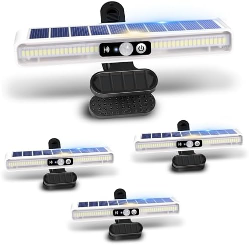 Clip On Solar Lights Outdoor with PIR Motion Sensor (White ,4 Pack ,6000K) by SunlightEncounter