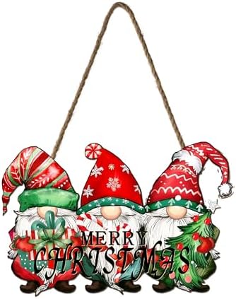 Merry Christmas Door Sign Decor Christmas Welcome Sign Xmas Santa Gnome Hanging Sign 10.2x13.8in erry Christ Hanging Wooden Sign Rustic Christma Wall Plaque Decor for Home Outdoor Indoor by welcometoourhome