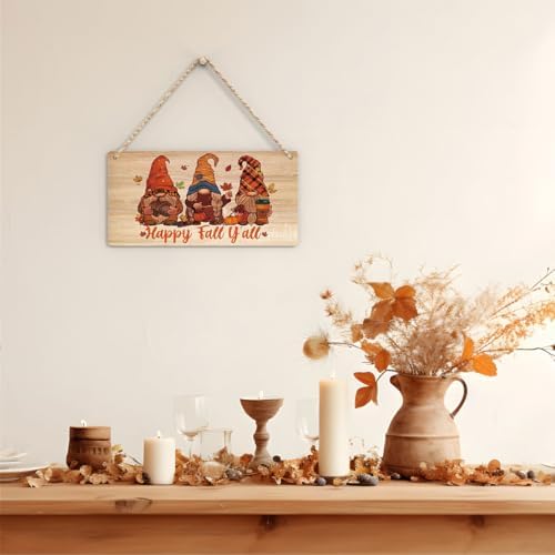 Happy Fall Y'all Decor Fall Decorations for Home Gnomes Fall Decorations Fall Porch Decor Fall Rustic Pumpkin Decor Fall Wall Art Decor Fall Hanging Decor for Front Door 12 x 6 Inch - Image 4