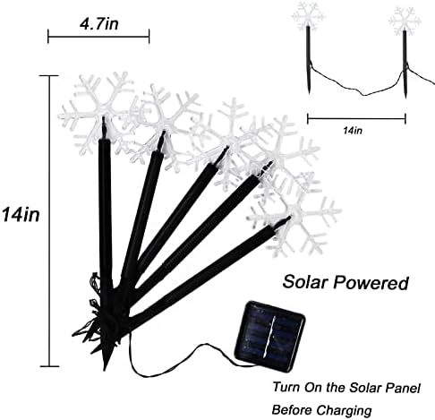 Mycznsyard Solar Snowflake Pathway Light 5 Pack Christmas Decorative Lights Waterproof LED Night Lights for Outdoor Ground Lawn Landscape Holiday Party Decor (Warm White) - Image 5