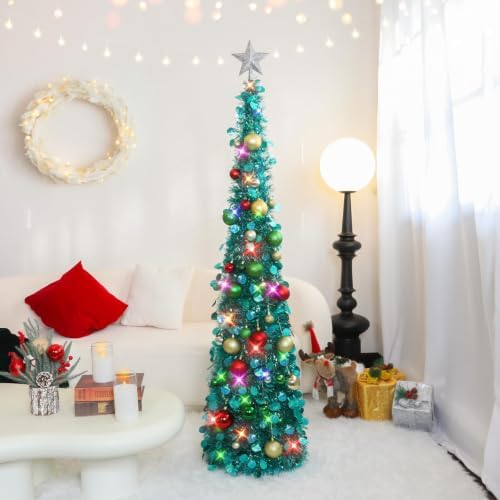 N&T NIETING Pop Up Christmas Tree with Lights & Ornaments, 5FT, Dark Green - Image 2