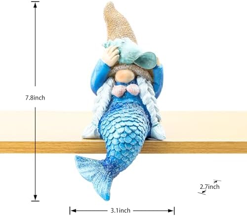 Mermaid Gnome Statue Garden Decor,Beach Gnomes Figurine for Outdoor Indoor - Image 2