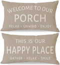 Outdoor Decorative Throw Pillow Covers 12x20 Inch Set of 2, Beige by HERHOME