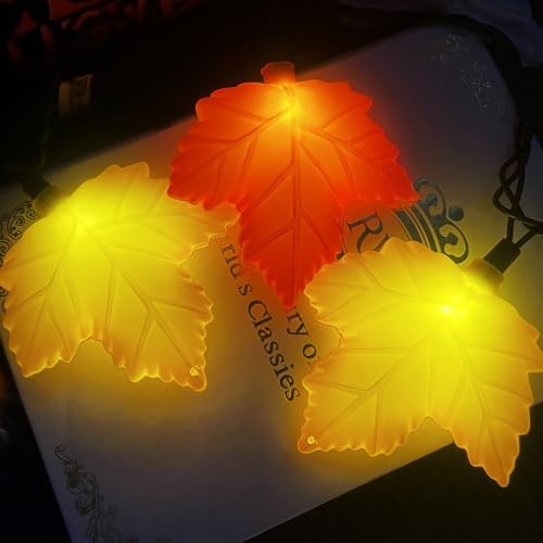 Fall Decor Maples Leaf String Lights, 8.5FT LED Maple Leaf Lights with 10 3D Maple Light, Plug in Fall Decorations for Indoor Outdoor Thanksgiving Christmas Halloween Harvest-Orange/Yellow - Image 3