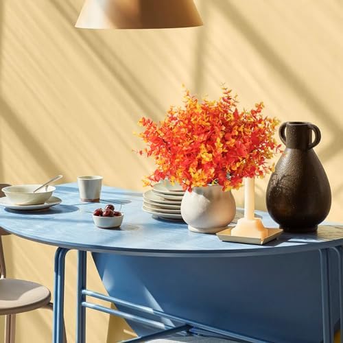 RECUTMS 8Pcs Artificial Outdoor Fall Mums Artificial Gold Eucalyptus Stems - Image 4