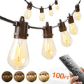 addlon 100FT Outdoor String Lights LED with Remote Dimmable Waterproof by addlon