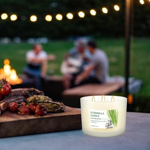 Citronella Candle Set of 2, 14oz Frosted Jar Triple-Wick, Clean & Smokeless for Outdoor Patio, Garden, Deck, Porch Ambiance with Natural Citronella Scent - Image 5